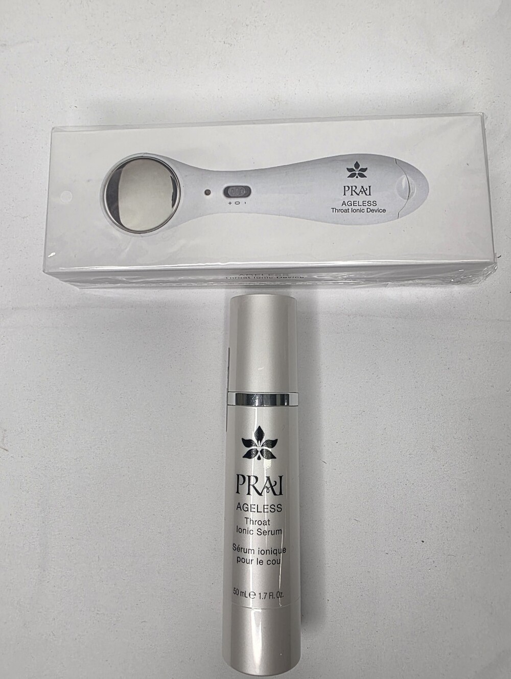 PRAI Ageless Throat Ionic Device & Serum System NIB